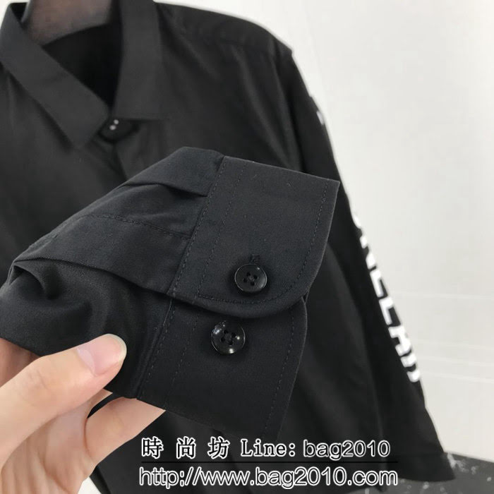 BALENCIAGA巴黎世家 18ss秋冬新款 胸前弧形字母印花logo 百搭襯衣 情侶款 ydi1447